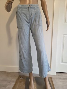 Anthro Daughters Of The Liberation Light Blue Cotton Pants Wide Leg